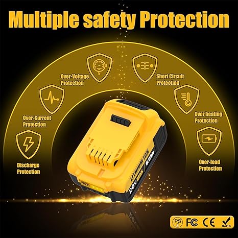 Replacement for Dewalt 20V Max Battery: 8.0Ah Lithium Batteries Compatible with Dewalt Battery DCB208 DCB200 DCB206 DCB204 DCB203 Cordless Power Tools (4 Packs)