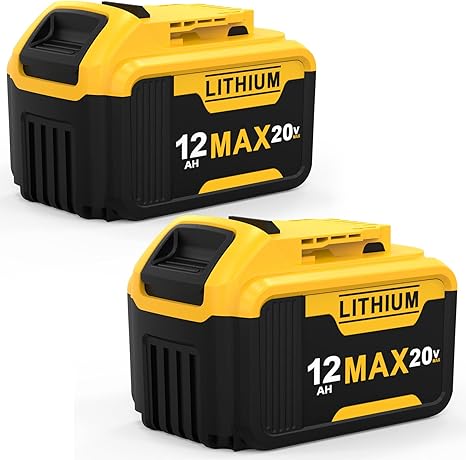 FEOTDN 2 Packs 20V 12Ah Battery Replacement for Dewalt 20V Max Battery, Compatible with 20 Volt Dewalt Batteries Cordless Power Tools with LED Indicator