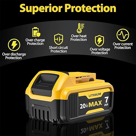 FEOTDN 2 Pack 7.0Ah Battery Replacement for Dewalt 20V Max Battery Lithium-ion Batteries Compatible with Dewalt 20V Series Cordless Power Tools
