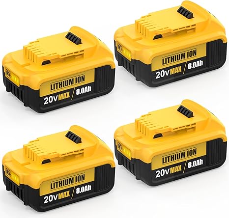 Replacement for Dewalt 20V Max Battery: 8.0Ah Lithium Batteries Compatible with Dewalt Battery DCB208 DCB200 DCB206 DCB204 DCB203 Cordless Power Tools (4 Packs)