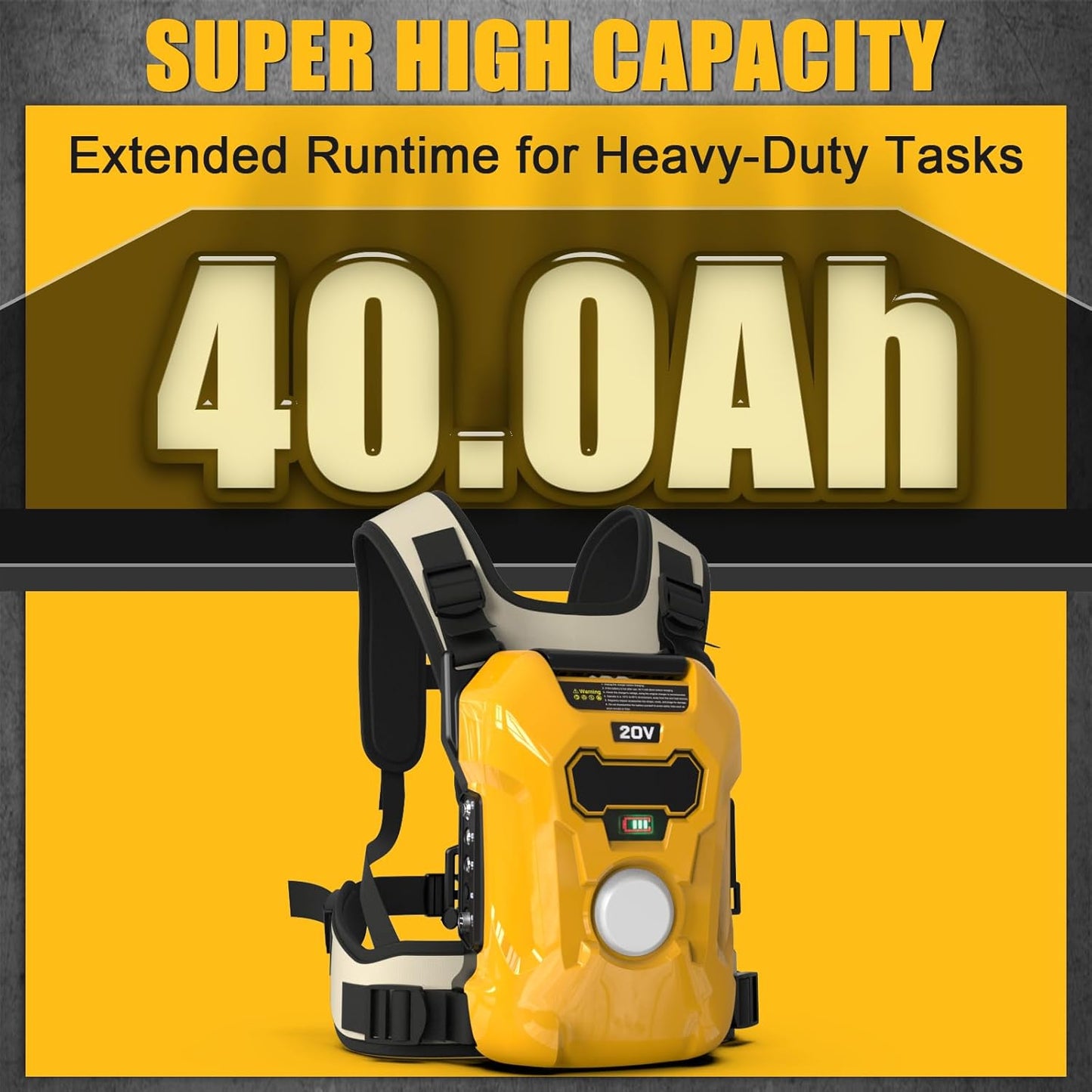 20V MAX Portable Backpack Battery, Power Bank, 40,000 mAh Li-Ion Battery Pack with Adapter Cable and Type-C Port (Tools not Included)