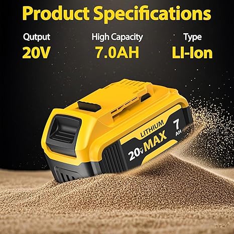 FEOTDN 2 Pack 7.0Ah Battery Replacement for Dewalt 20V Max Battery Lithium-ion Batteries Compatible with Dewalt 20V Series Cordless Power Tools
